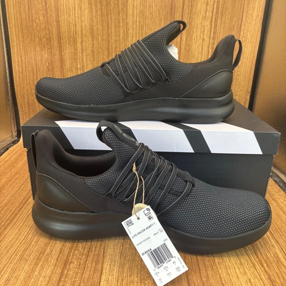 NEW Adidas Lite Racer Adapt 7.0 Wide Mens 13 Black IE8684 Slip On Sneakers